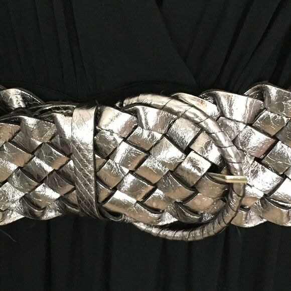 BCBGMAXAZRIA Black Belted Dress Faux Wrap Surplice V-Neck Empire Waist Dress S - Picture 11 of 12